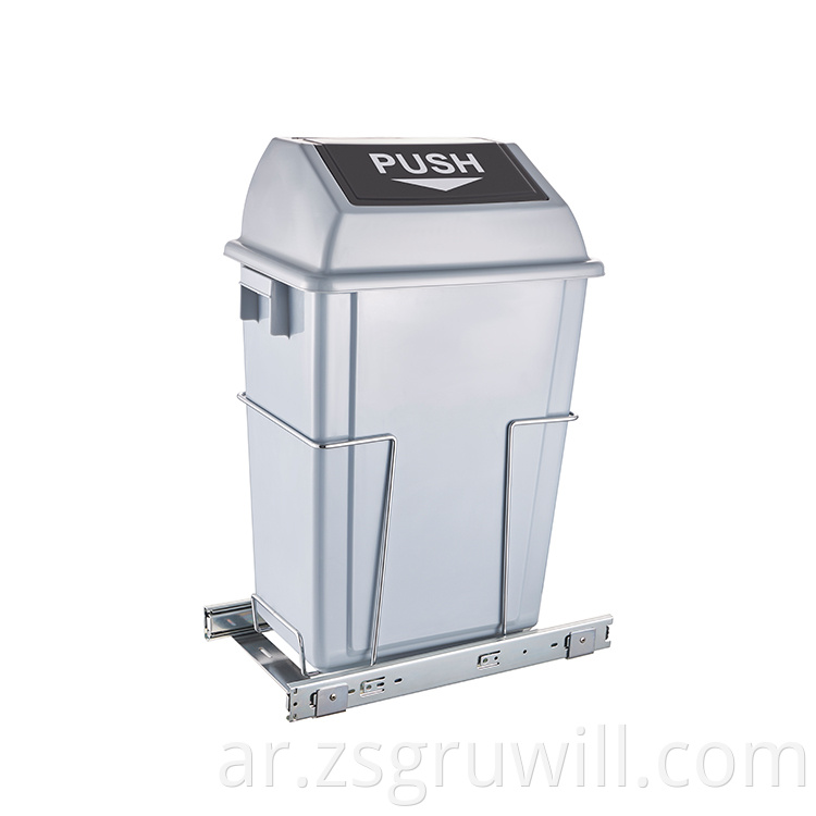 Hot Selling Telescopic Pulley Design Stainless Steel Rectangular Soft Close Hands Free Dual Compartment Trash Can3